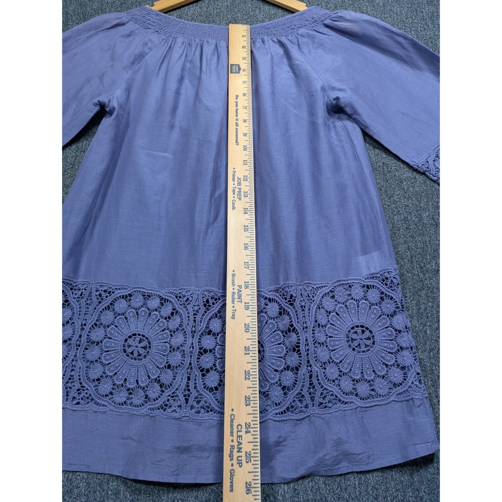 Daniel Rainn Silk Cotton Crochet Lace Boho Blouse Purple XS - Picture 10 of 10